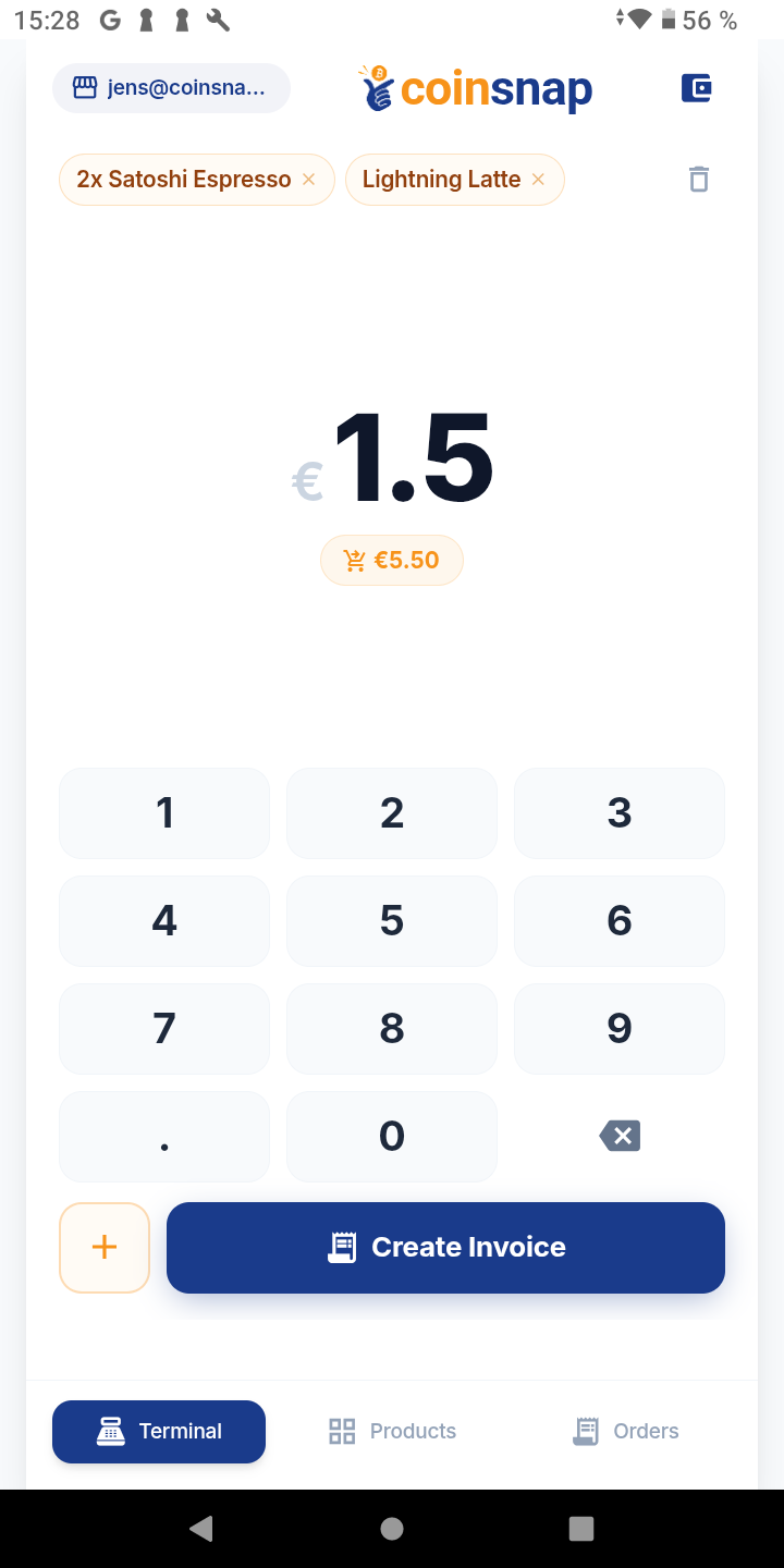 Add additional items via keypad